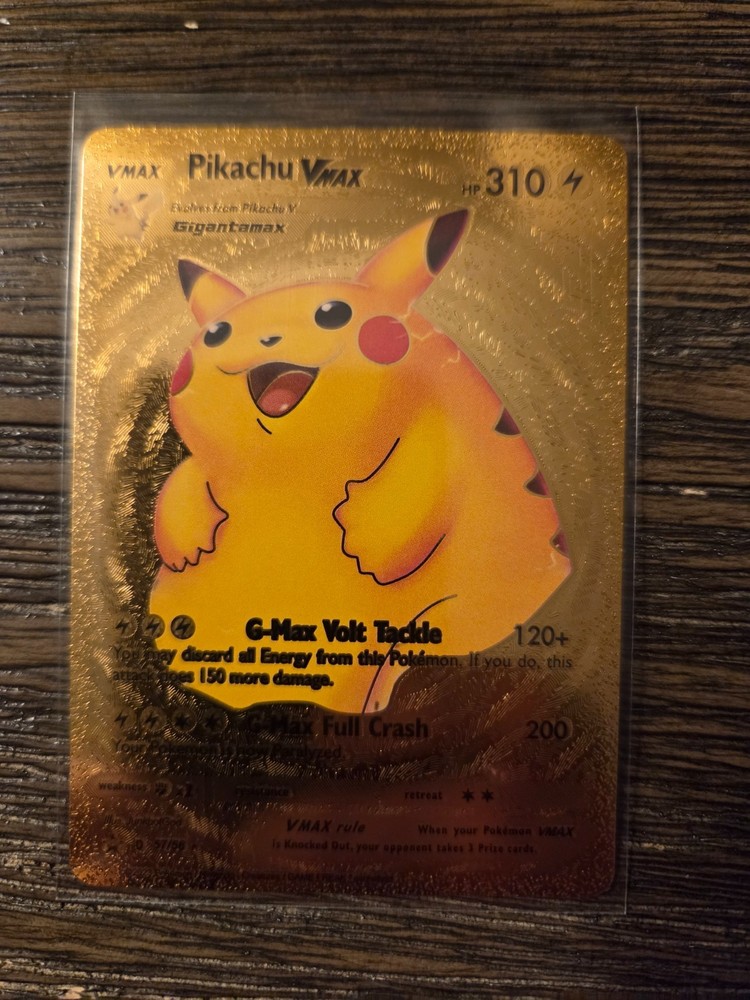 Pokemon Pikachu VMAX GOLD Foil Fan Art Collector Card  - 310 HP - 57/56