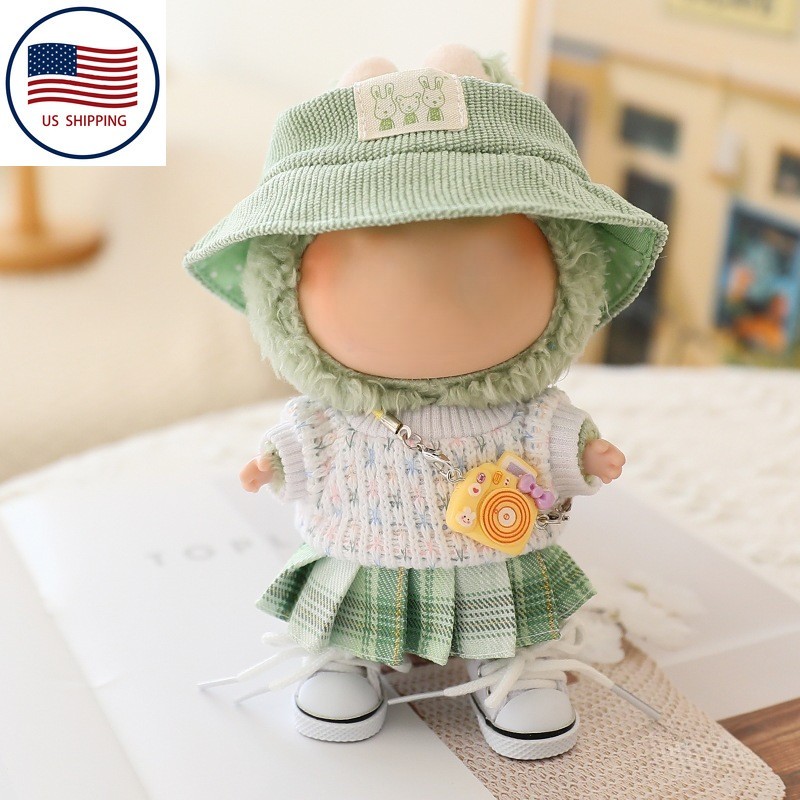 17cm Labubu Doll Outfit Set - Premium Green Fashion Dresses for Collectors  
