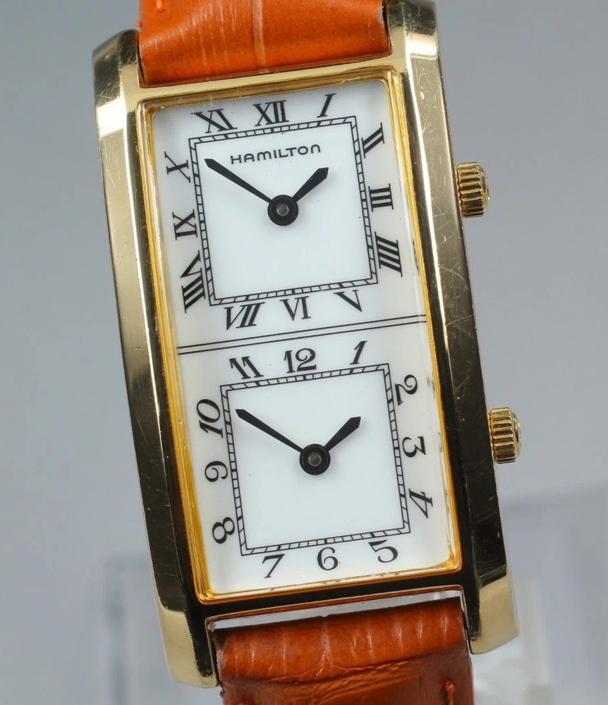 [Near MINT] Hamilton 6232 American Traveler Dual Time White Dial Qz Men's Watch