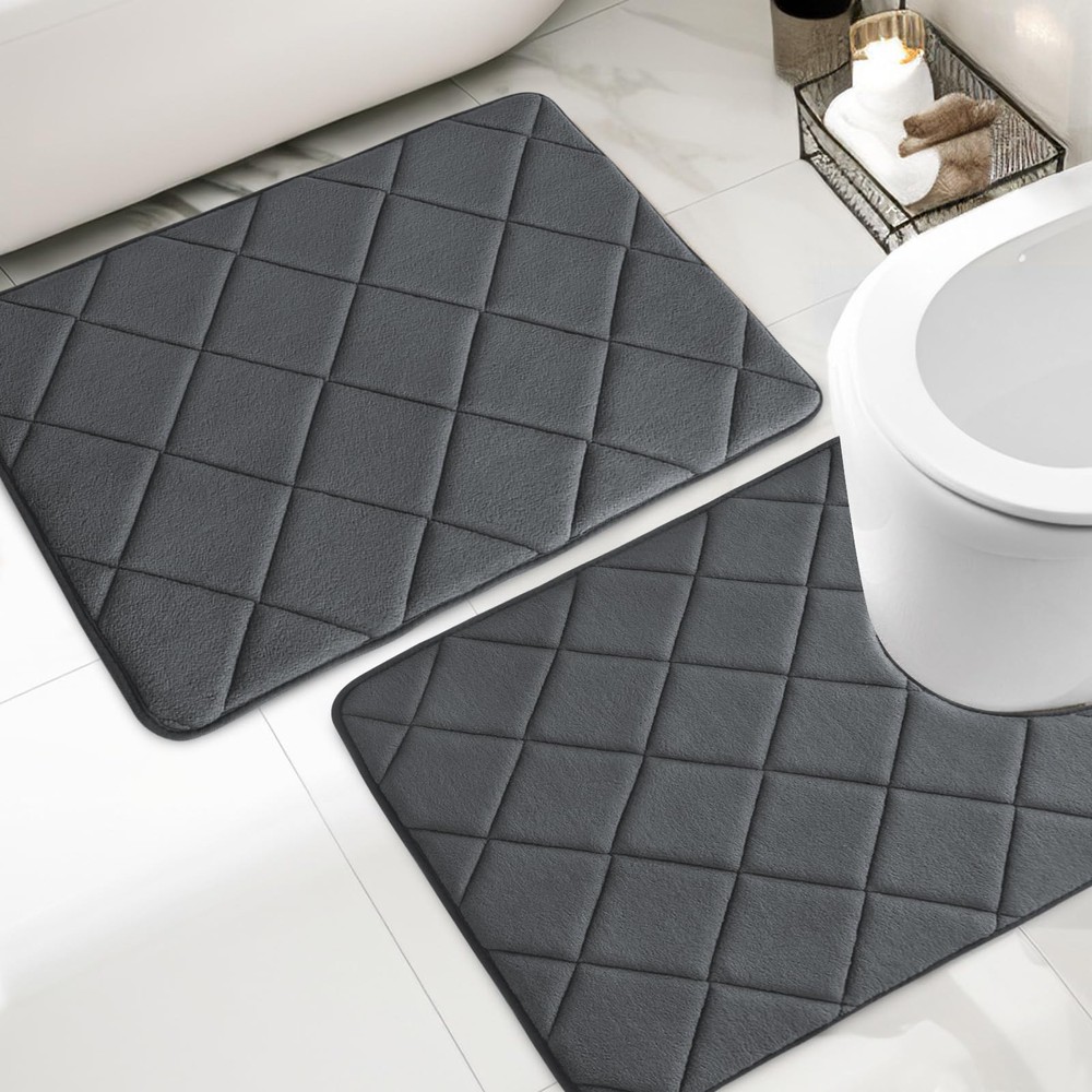 Memory Foam Bathroom Rugs Set, Ultra Soft Bath Mats for Bathroom Floor Set of...