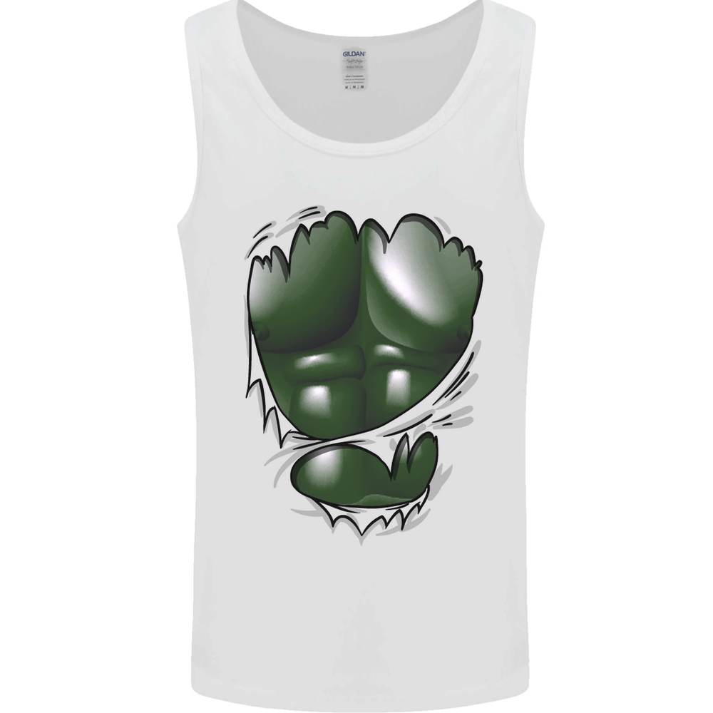 Gym Green Torso Ripped Muscles Effect Mens Vest Tank Top
