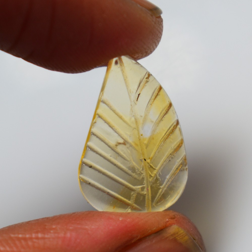Natural Citrine Carving 5.30 Carats, Natural Citrine Leaf Gemstone For Jewelry