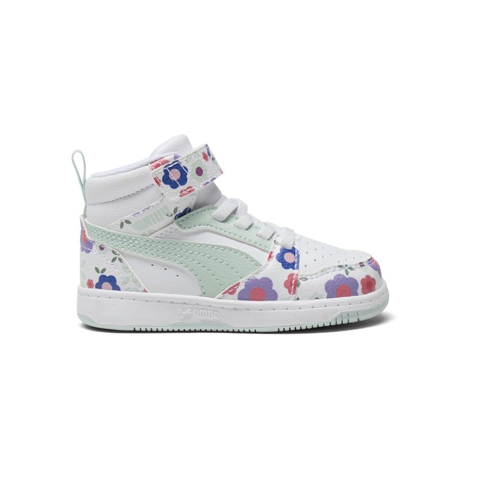 PUMA Rebound V6 Flower Floral High Top  Toddler Girls White Sneakers Casual Shoe