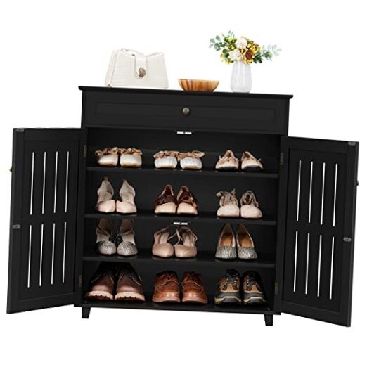 4-Tier Shoe Cabinet with Drawer & Adjustable Shelves for Organized Storage