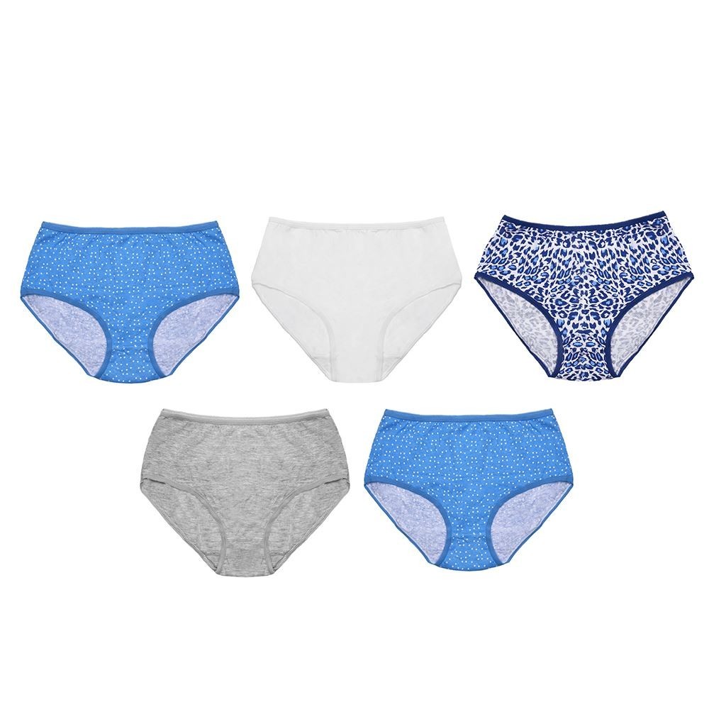 5 Pack Women's Cotton Midi Briefs Comfortable Underwear Knickers