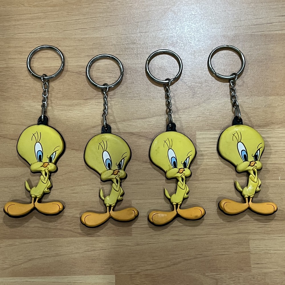 1998 Vintage Tweety Looney Tunes Rubber Keychain Warner Bros Collectible