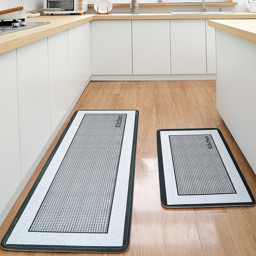 2-Pack Long Non-Slip Kitchen Rugs with Washable Rubber Backing