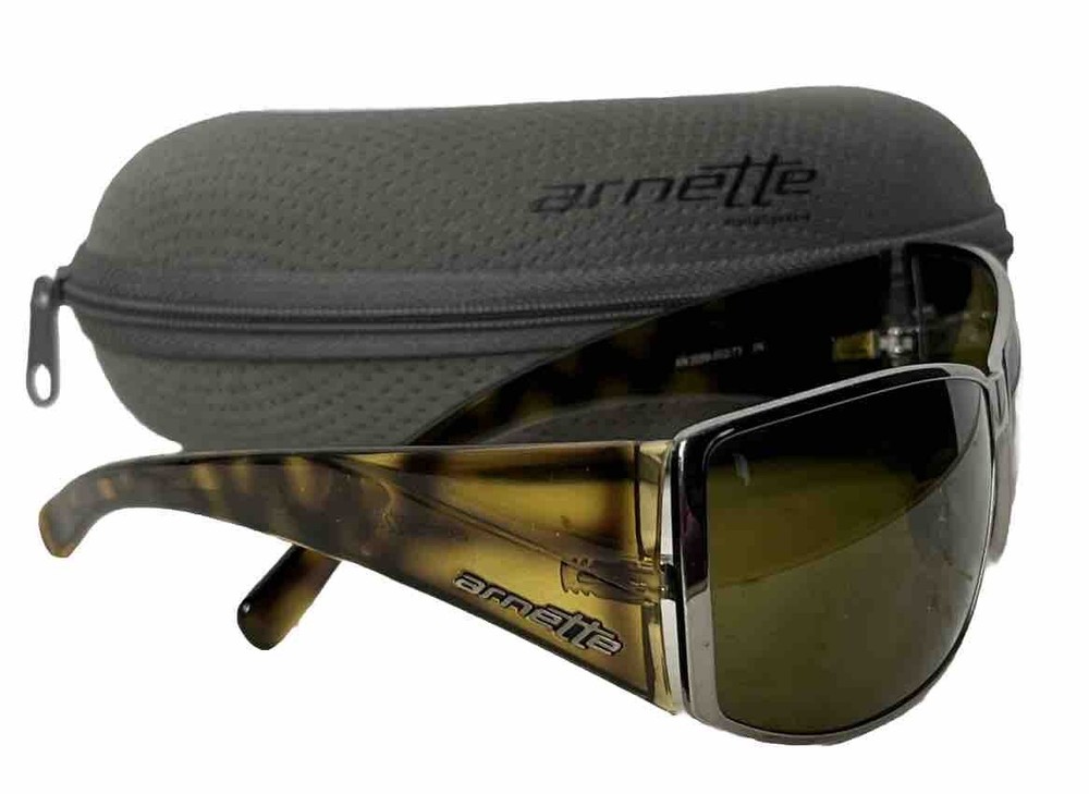Vintage 90s ARNETTE Silver Metal Tortoise Shell Sunglasses with Italian Case