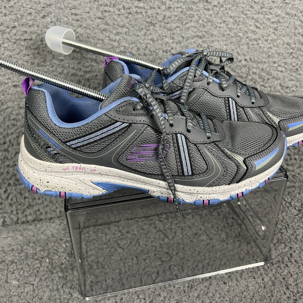 Skechers Hillcrest Womens 9 Gray Blue Shoes Sneakers Hiking Trail Outdoor Walk