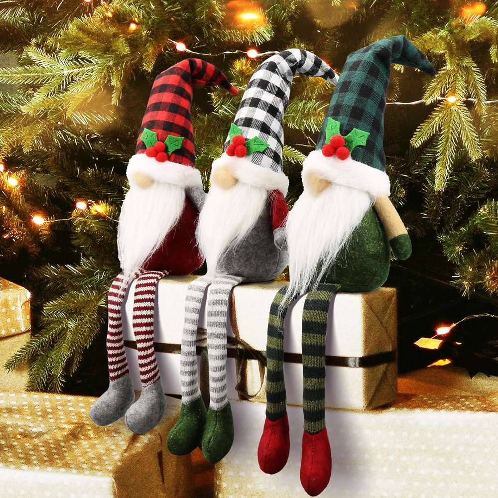 3Pcs Christmas Gnomes Plush - Xmas Gnomes Santa Scandinavian Tomte Ornaments - B
