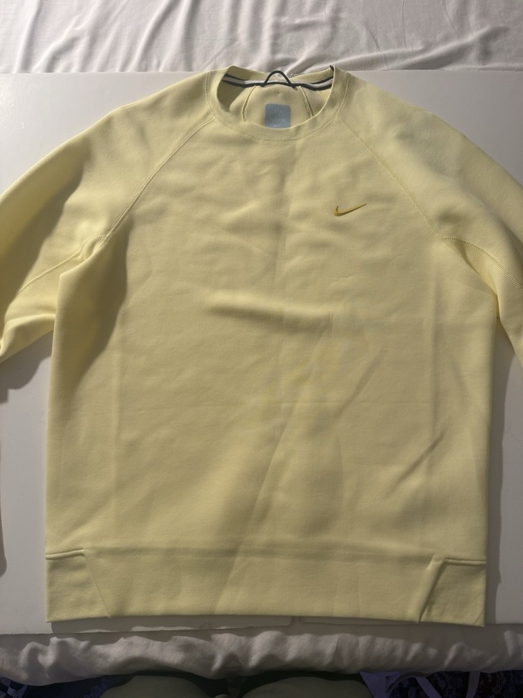 Nike X NOCTA Mens Large Tech Fleece Crew Sweatshirt Citron/Sulfur FD8457-821 NEW