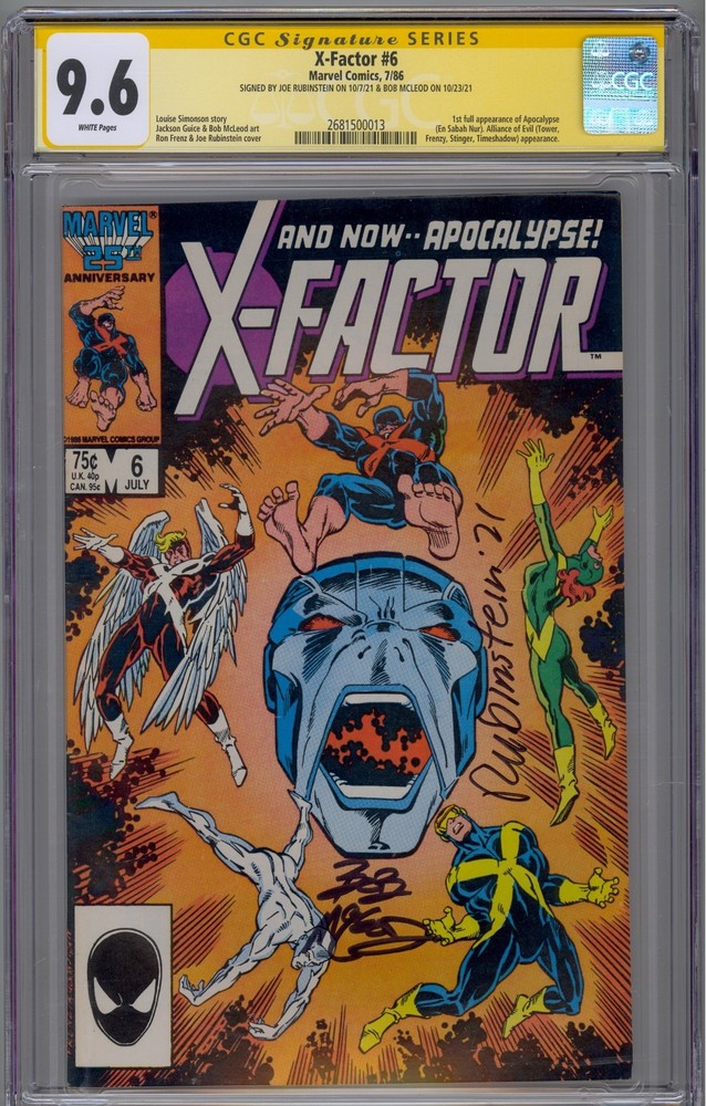 X-Factor #6 1986 Marvel CGC 9.6 SS Signed x2 1st app Apocalypse White Pages