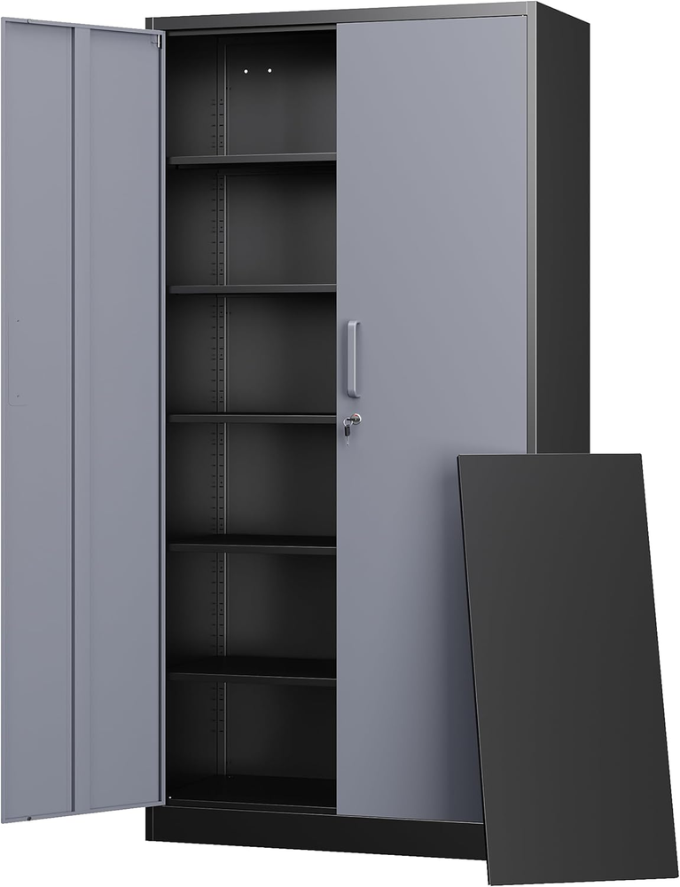 Letaya Metal Storage Cabinet with Lock Door and 5 Shelves,6 Tier Steel Garage To