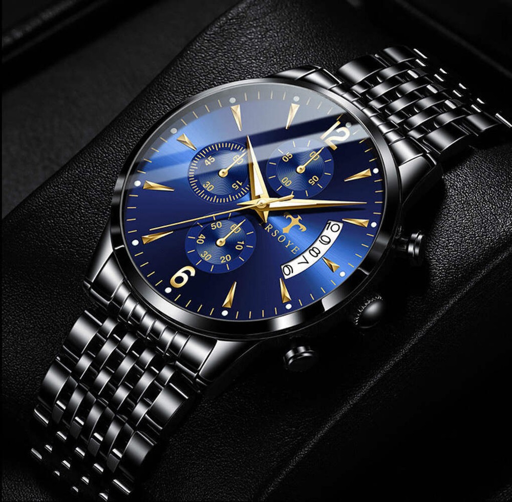 Men's Waterproof Quartz Watch with Luminous Display and Multi-functional Feature