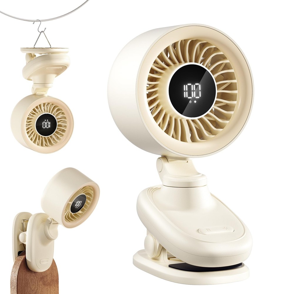 Clip on Fan, Small USB Desk Fan with Rechargeable Battery, Oscillation, Timer...