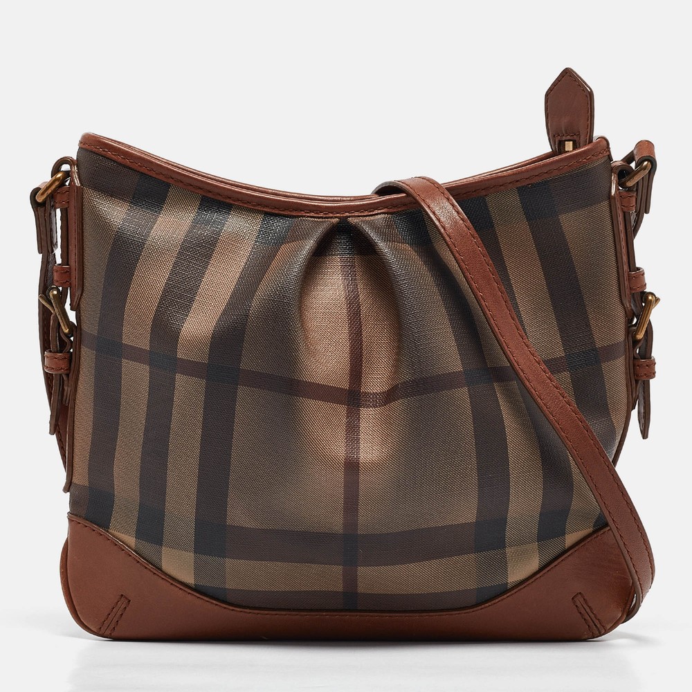 Burberry Brown Smoke Check PVC and Leather Hartham Crossbody Bag