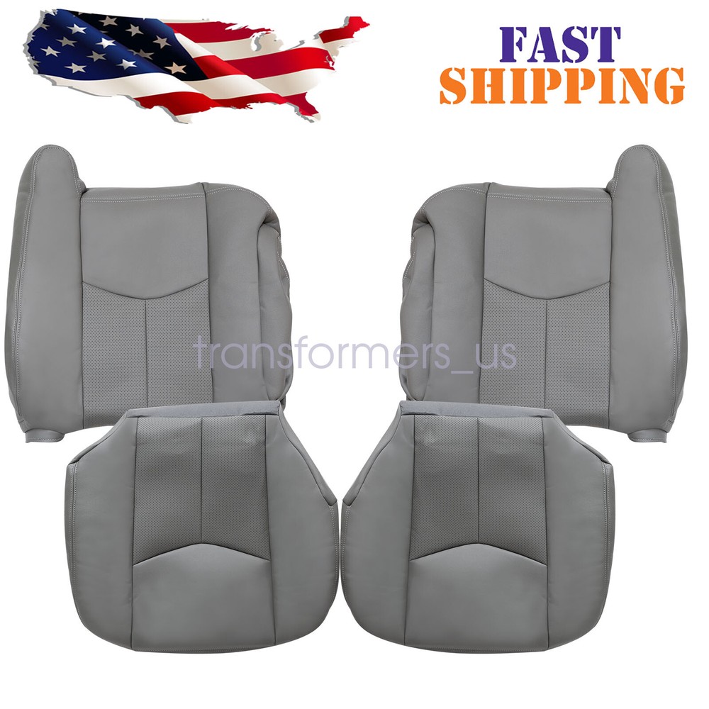 For 2003-2006 Cadillac Escalade ESV EXT Front Preforated Leather Seat Cover Gray