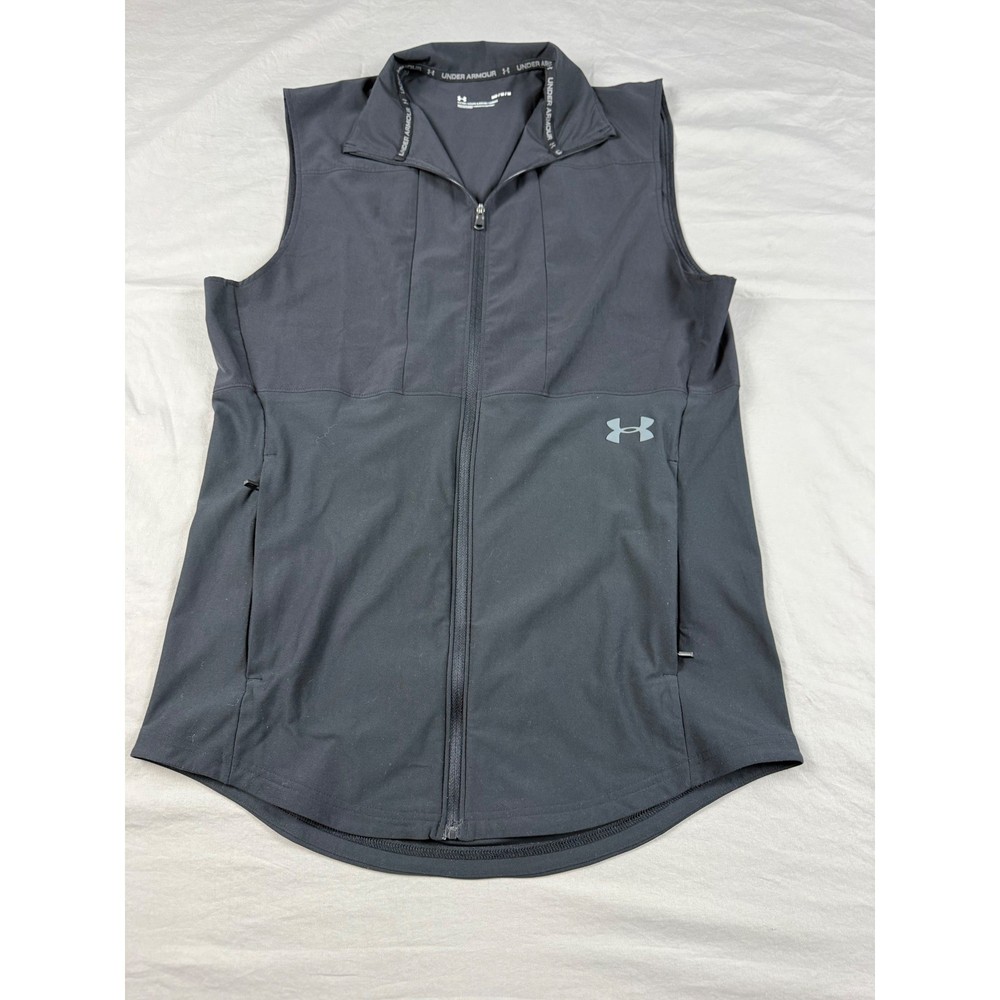 Under Armour Mens Medium Full Zip Training Vest Black Fitted 1327655