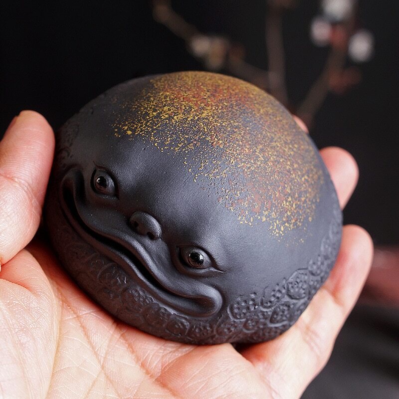 Purple Sand Golden Toad Tea Pet for Good Luck and Tea Table Decor