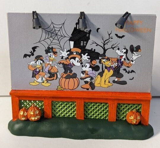 Custom Lemax Spooky Town Halloween Billboard Featuring Disney Mickey & Friends with Lights