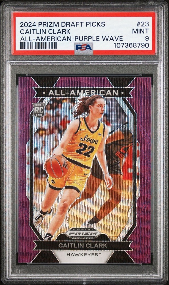 2024 Panini Prizm Draft Picks Caitlin Clark #23 Purple Wave Prizm RC All-American