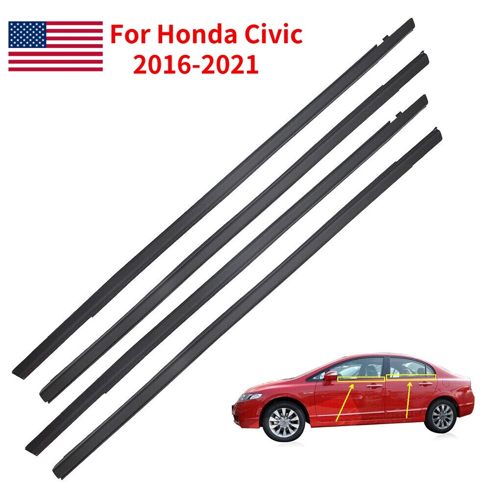4Pcs Weatherstrip Door Window Moulding Seal for 2016-2021 Honda Civic