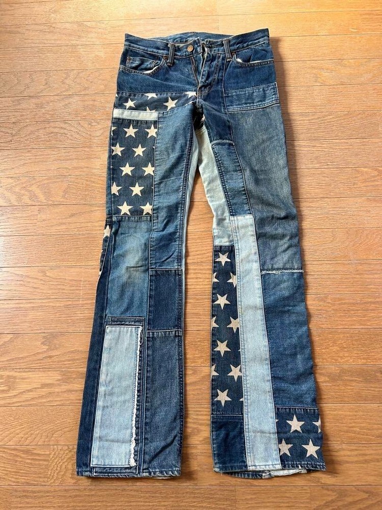 Rare Hysteric Glamour Patchwork Denim KINKY Bootcut Jeans Size S Gorgeous Vintage