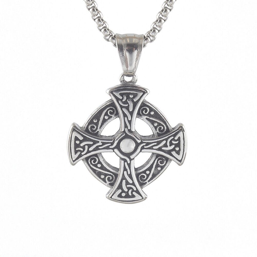 Stainless Steel Irish Trinity Knot Celtic Cross Pendant Necklace Men/Womens Gift