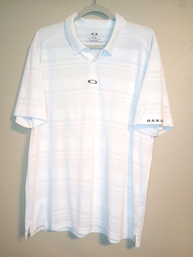 Oakley Polo Shirt Men XL Regular Fit White Golf Short Sleeve Breathable Material