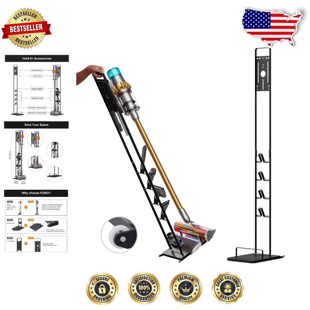Elegant Vacuum Stand with Wheels for Dyson V15 V11 V10 V8 - Space Saving