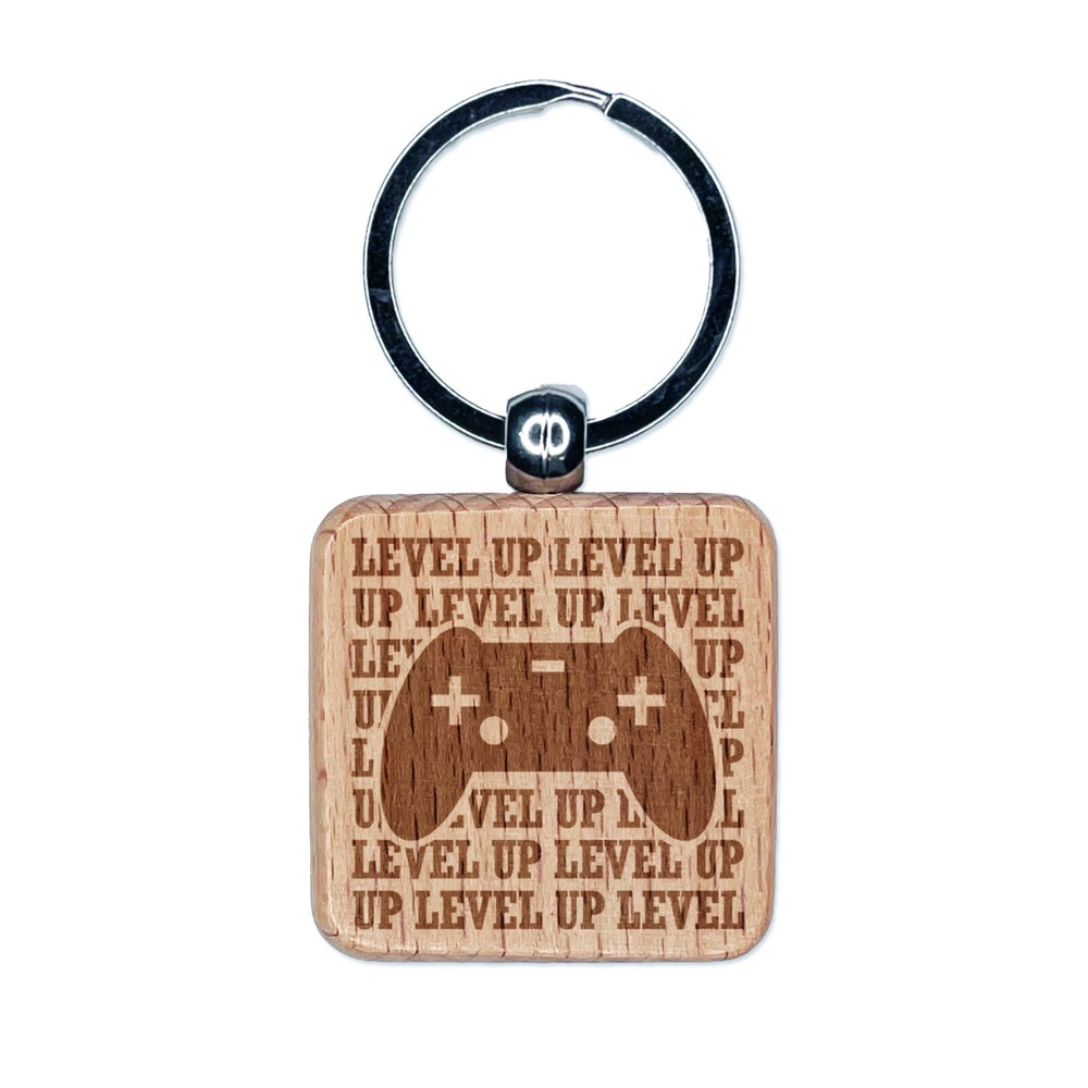 Wooden Game Controller Keychain - Level Up Design for Gamers