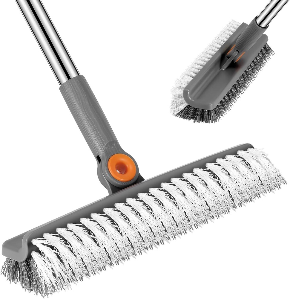 ided Floor Scrub Brush, 54-Inch Long Adjustable Handle Floor Scrubber 180°