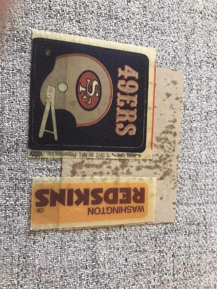 1972 Fleer CLOTH patch sticker decal San Francisco 49ers Helmet Washington NFL