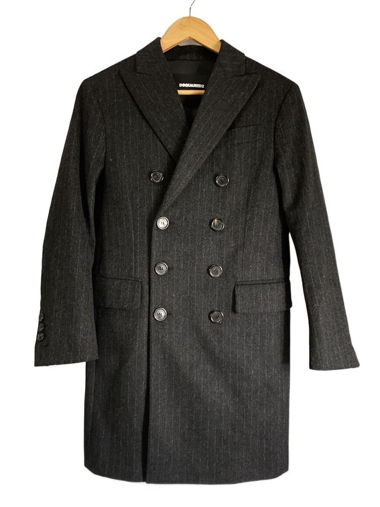 Dsquared2 Trench Coat/42/Wool/Blk/Stripe/S74Aa0184// 3361