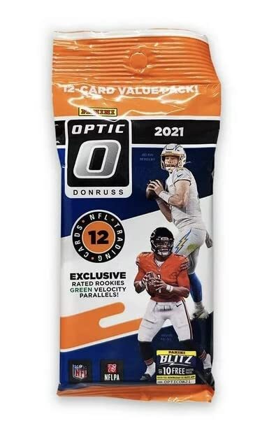 2021 Panini Football Jumbo Cello Pack with Green Velocity Parallels - 12 Trading Cards