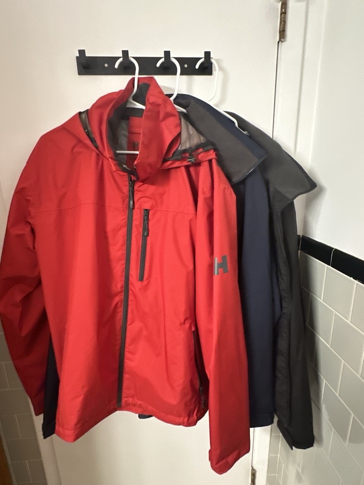 Men’s Helly Hansen Crew Hooded Midlayer Jacket XXL  In Red, Navy and Black