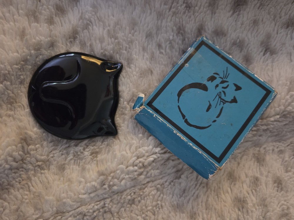 Vintage Avon Kompact Kitten Black Cat Compact Mirror N5311