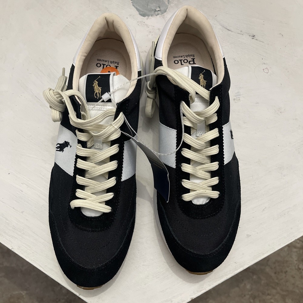 Polo Ralph Lauren Train 89 Suede Sneakers Black White Gum NEW  Mens Size 11