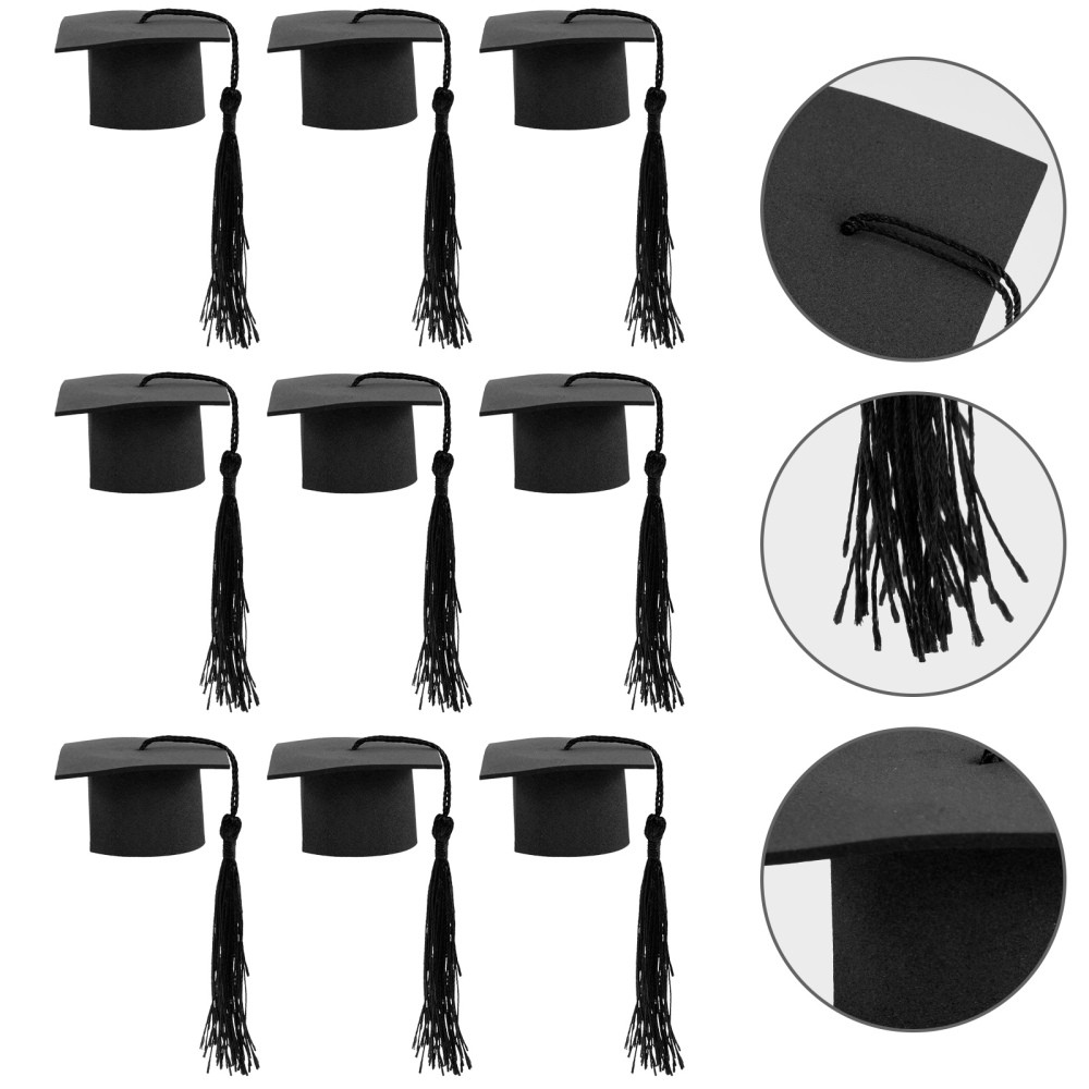 10 Pcs Graduation Party Decor Bachelor Hat Student Cap Cake Topper