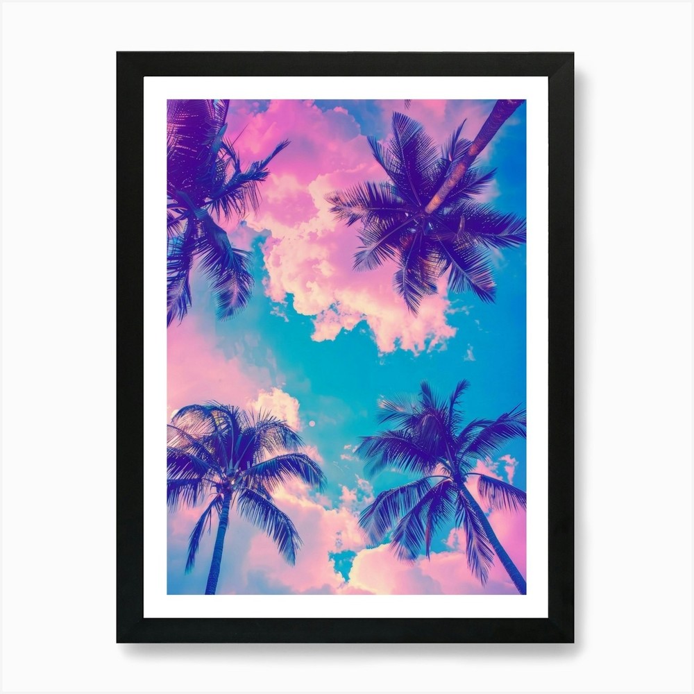 Palm Trees In The Sky 11 Framed Wall Art Canvas Print Poster Picture