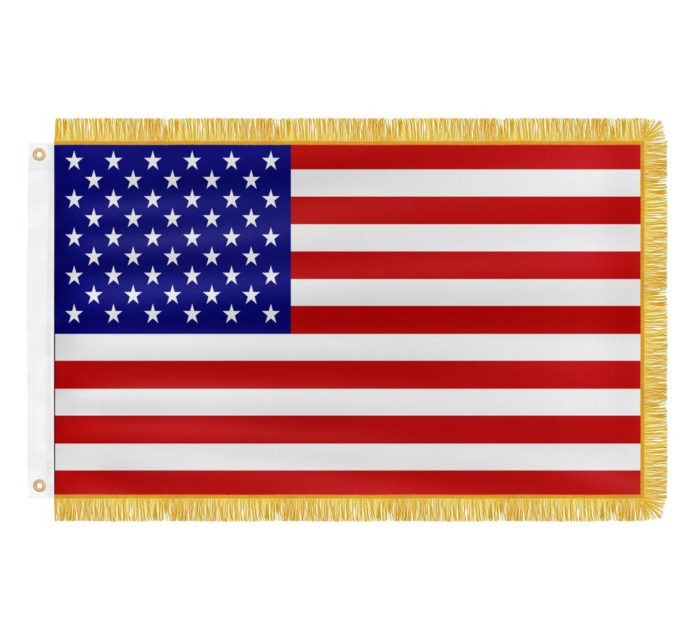 American Flag US Flags with Fringe 3x5ft Tassel 200D Nylon Indoor Outdoor Banner