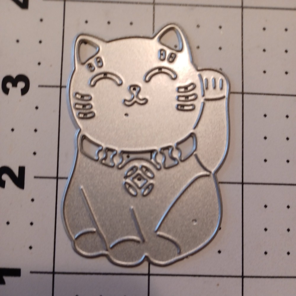 Universal thin metal die cut tool Chinese good lucky paw cat kitten New Year-image