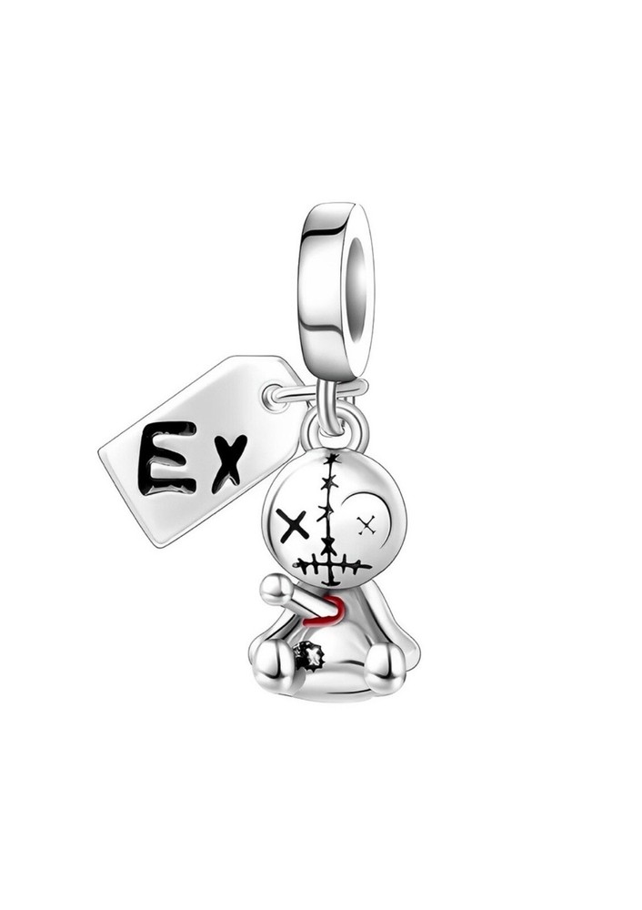 925 Sterling Silver Ex Voodoo Doll Dangle Charm Pendant