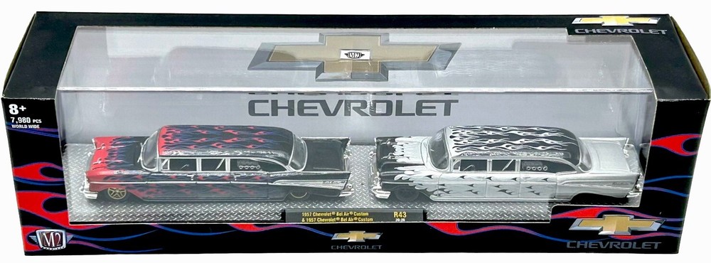 M2 Machines 1957 Chevy Bel Air Auto Haulers with Stretched Limo Model