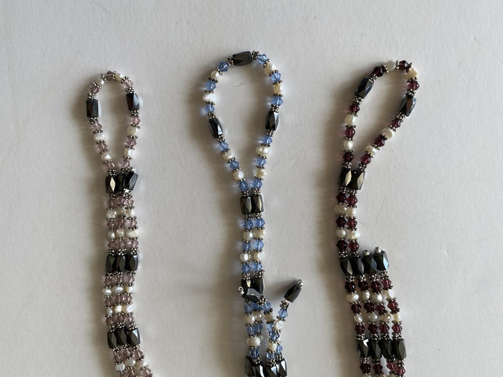 3+1 Clearance Magnetic Hematite Necklace Bracelet Set with Color Crystals Pearls-image