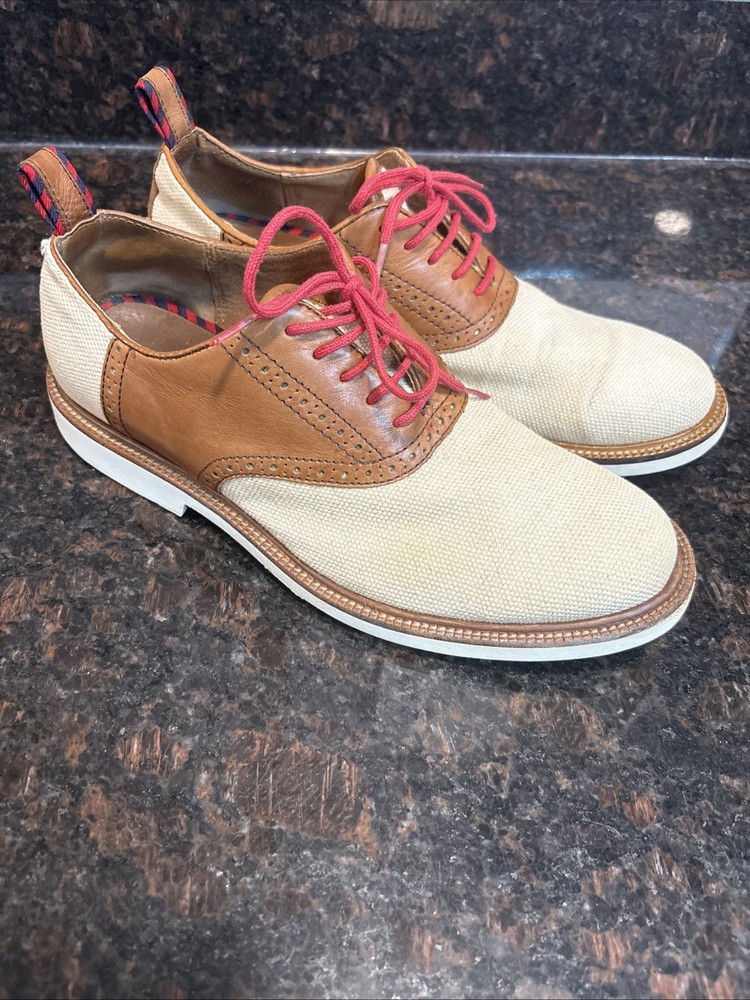 80s Polo RALPH LAUREN Shoes Leather 8D Brown Dress Oxford Saddle White VTG Rare