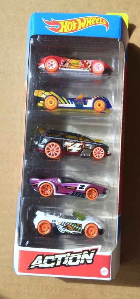 Hot Wheels Action Track Stars 5-Pack Set 1:64 Diecast GTN44 New 2020, Toy Cars