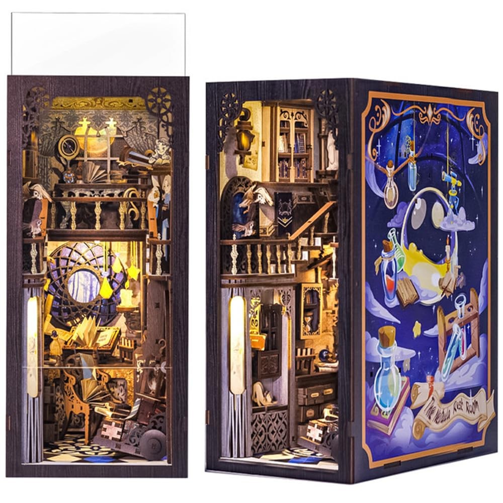 Book Nook Kit DIY Miniature Dollhouse Kit, 3D Wooden Puzzles for Adults, 350p...
