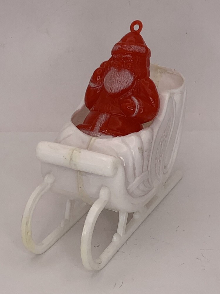 Vtg MCM Bradford Hard Plastic Santa In Sleigh Christmas Decor Rosbro? Irwin?