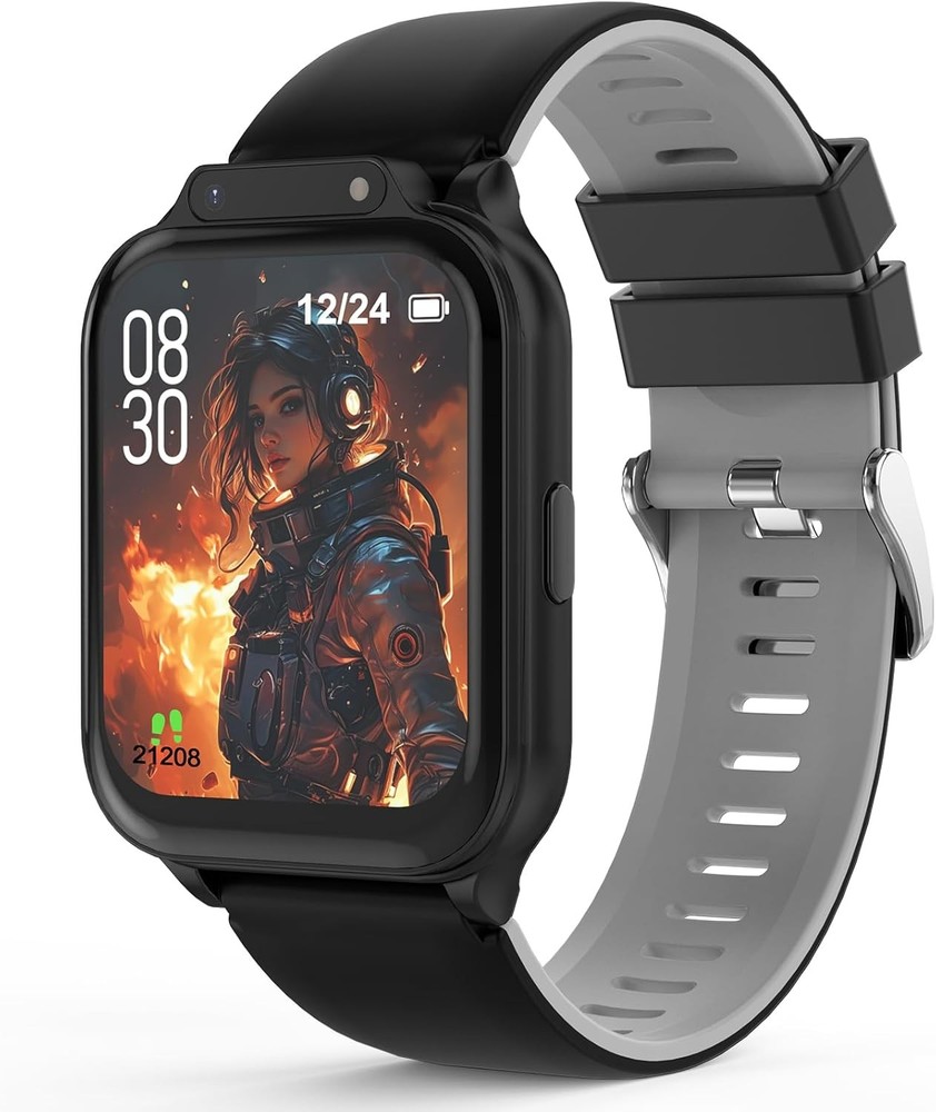 Kids Smart Watch 1.85 Inch with Fitness Tracker Sleep Monitor 22 Games 98 Colors Black